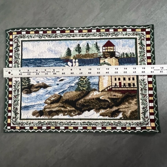 Holiday Christmas Tapestry Placemats Lighthouse Winter Sea Scene 17x12 Set‎ of 4 - Picture 6 of 7